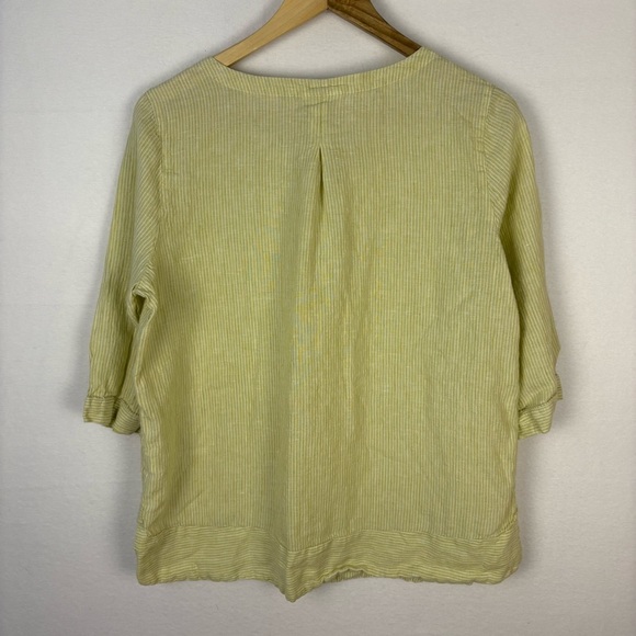 J. Jill Love Linen Lime Green 3/4 Sleeve Popover Blouse - Picture 4 of 7